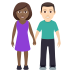 👩🏾‍🤝‍👨🏻 woman and man holding hands: medium-dark skin tone, light skin tone display on JoyPixels